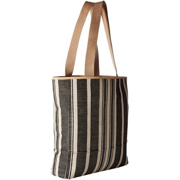 ED by Ellen Degeneres-LIVE LAUGH LOVE large cream/dark jean striped tote NWT - Picture 2 of 11